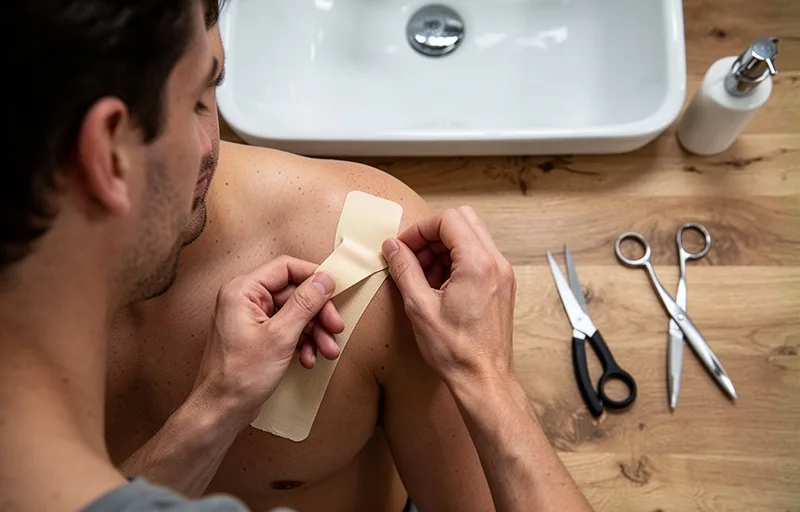 Saugus kineziologinio teipo nuėmimas be odos pažeidimų